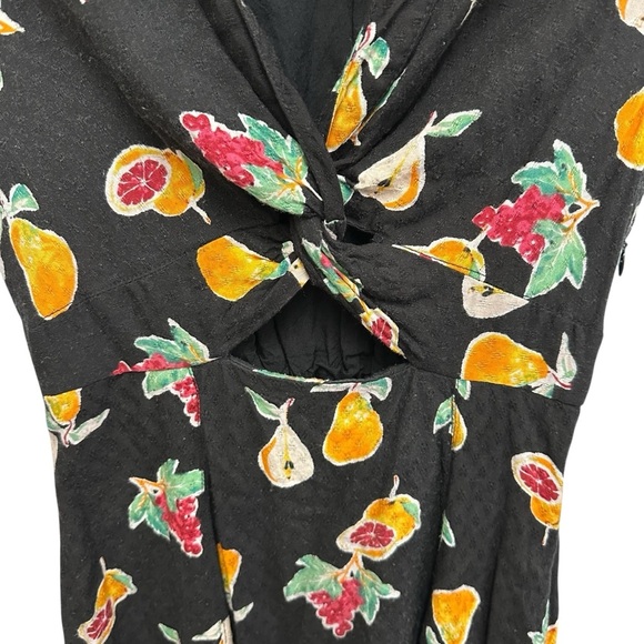 Urban Outfitters Harlow Twist Front Mini Dress black with fruit print Small - Picture 9 of 15